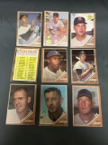 9 Card Lot of Vintage 1962 Topps Baseball Cards from Estate Collection