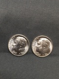 2 Count Lot of Uncirculated 1957-P United States Roosevelt Silver Dimes from Estate Collection