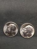 2 Count Lot of Uncirculated 1957-P United States Roosevelt Silver Dimes from Estate Collection