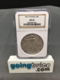 NGC Graded 2007-W United States 1 Ounce .999 Fine Silver American Eagle Bullion Coin - MS 69