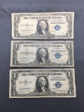 3 Count Lot of 1935 United States Washington $1 Silver Certificates - Bill Currency Notes
