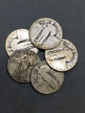 5 Count Lot of United States Standing Liberty Silver Quarters - 90% Silver Coin from Estate