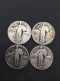 4 Count Lot of United States Standing Liberty Silver Quarters - 90% Silver Coin from Estate
