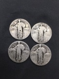 4 Count Lot of United States Standing Liberty Silver Quarters - 90% Silver Coin from Estate
