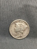 1945 United States Mercury Silver Dime - 90% Silver Coin from Estate Collection
