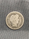 1913 United States Barber Silver Dime - 90% Silver Coin from Estate