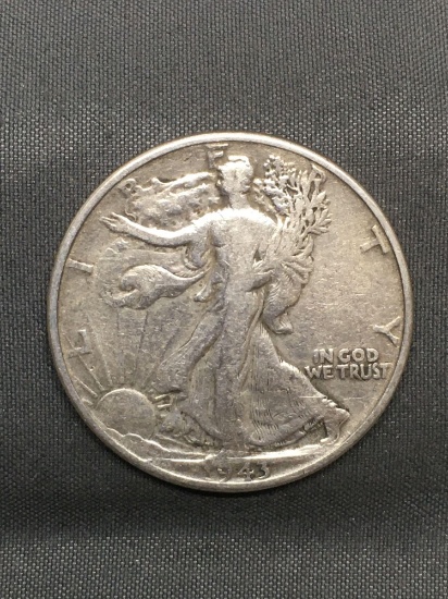 1943 United States Walking Liberty Silver Half Dollar - 90% Silver Coin from Estate