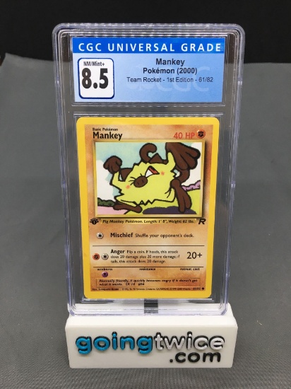 CGC Graded 2000 Pokemon Team Rocket 1st Edition #61 MANKEY Trading Card - NM-MT+ 8.5