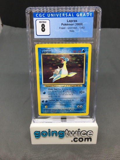 CGC Graded 1999 Pokemon Fossil #10 LAPRAS Holofoil Rare Trading Card - NM-MT 8