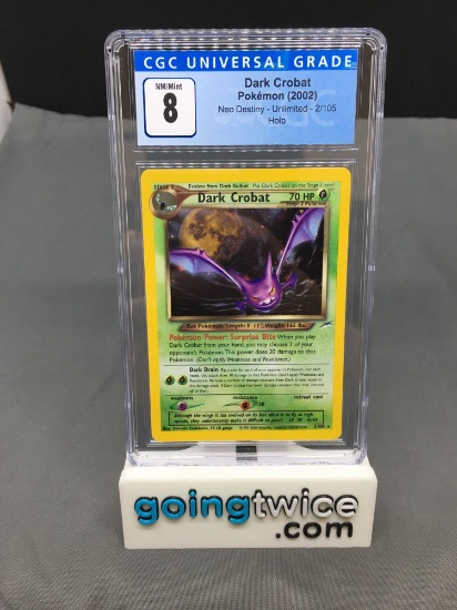 CGC Graded 2002 Pokemon Neo Destiny #2 DARK CROBAT Holofoil Rare Trading Card - NM-MT 8