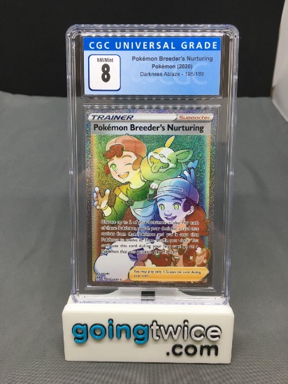 CGC Graded 2020 Pokemon Darkness Ablaze #195 POKEMON BREEDER'S NUTURING Rainbow Rare - NM-MT 8