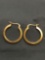 Gold-Tone 23mm Diameter 2.75mm Wide Squared Pair of Round Hoop Sterling Silver Earrings