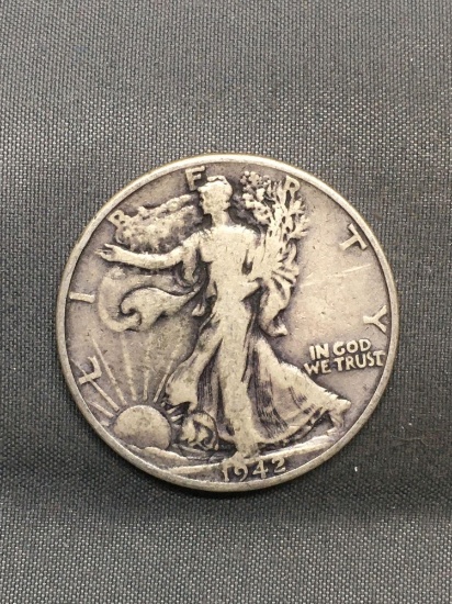 1942 United States Walking Liberty Silver Half Dollar - 90% Silver Coin from Estate