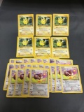 28 Card Lot of Vintage Pokemon 1999 Jungle STARTERS - PIKACHU, EEVEE, MEOWTH