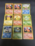 9 Card Lot of Vintage Pokemon 1999 Base Set Unlimited STARTERS - Pikachu, Charmander & More!