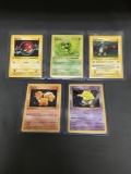 5 Card Lot of Vintage Pokemon Base Set 1st Edition Shadowless Trading Cards from Collection