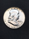 1957 United States Franklin Silver Half Dollar - 90% Silver Coin from Estate