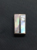 White Tone Double Inlay Mother of Pearl Rectangular 20x12mm Sterling Silver Pendant