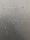 Rope Link 1.0mm Wide 18in Long Gold-Tone Sterling Silver Chain