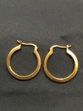 Gold-Tone 23mm Diameter 2.75mm Wide Squared Pair of Round Hoop Sterling Silver Earrings
