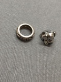 Lot of Two Sterling Silver Pandora Style Charms, One I Love You and One Puppy Dog