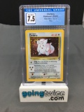CGC Graded 2000 Pokemon Base 2 Set #6 CLEFAIRY Holofoil Rare Trading Card - NM+ 7.5