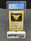 CGC Graded 1999 Pokemon Base Set Unlimited #16 ZAPDOS Holofoil Rare Trading Card - NM+ 7.5