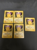 5 Card Lot of Vintage Pokemon Base Set Unlimited #58 PIKACHU Trading Cards from Collection Find!