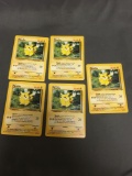 5 Card Lot of Vintage Pokemon Jungle #60 PIKACHU Trading Cards from Massive Collection
