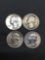 4 Count Lot of United States Washington Silver Quarters - 90% Silver Coins from Estate