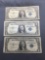 3 Count Lot of Mixed 1935 & 1957 United States Washington $1 Silver Certificates - Bill Currency