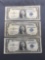 3 Count Lot of 1935 United States Washington $1 Silver Certificates - Bill Currency Notes
