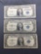 3 Count Lot of 1935 United States Washington $1 Silver Certificates - Bill Currency Notes