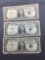 3 Count Lot of 1957 United States Washington $1 Silver Certificates - Bill Currency Notes