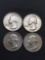 4 Count Lot of United States Washington Silver Quarters - 90% Silver Coins from Estate