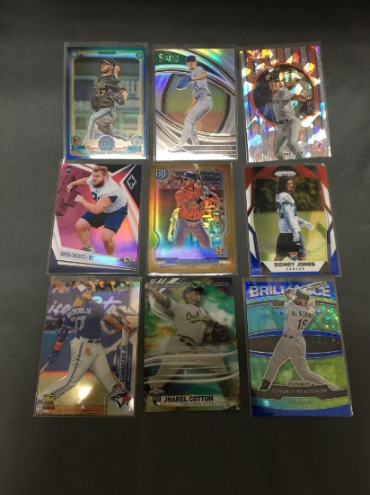 9 Card Lot of REFRACTOR & PRIZM Sports Cards with Rookies Stars and More!