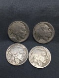 4 Count Lot of United States Indian Head Buffalo Nickels from Estate