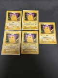5 Card Lot of 1999 Pokemon Base Set Unlimited #58 PIKACHU Trading Cards from Massive Collection