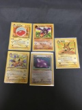 5 Card Lot of Vintage 1st Edition Rare Pokemon Trading Cards from Nice Collection