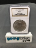 NGC Graded 2006-W United States 1 Ounce .999 Fine Silver American Eagle Bullion Coin - MS 69