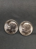 2 Count Lot of Uncirculated 1957-P United States Roosevelt Silver Dimes from Estate Collection