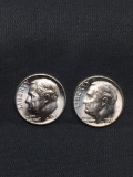 2 Count Lot of Uncirculated 1957-P United States Roosevelt Silver Dimes from Estate Collection