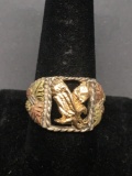 WOW Chunky Sterling Silver & Black Hills 10K Gold Eagle Ring Size 11 - Lots of Gold! 9.6g