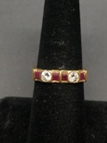 THICK 14K Yellow Gold Ring Band W/ STUNNING Diamonds & Rubies - Sz 6.5 - 5.78 Grams