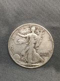 1942-D United States Walking Lberty Silver Half Dollar - 90% Silver Coin from Estate