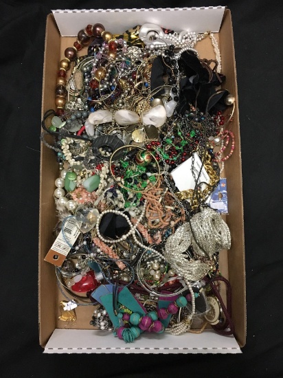 Tray of Unsearched Costume Estate Jewelry from Large Hoard