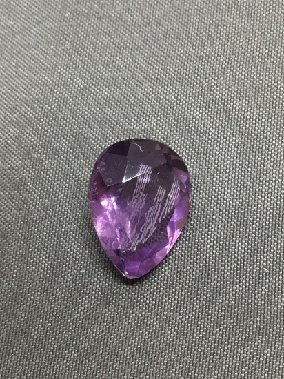 Pear Faceted 15mm Long 11mm Wide 7mm Deep Loose Amethyst Gemstone