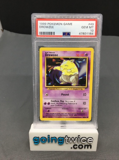 PSA Graded 1999 Pokemon Base Set Unlimited #49 DROWZEE Trading Card - GEM MINT 10