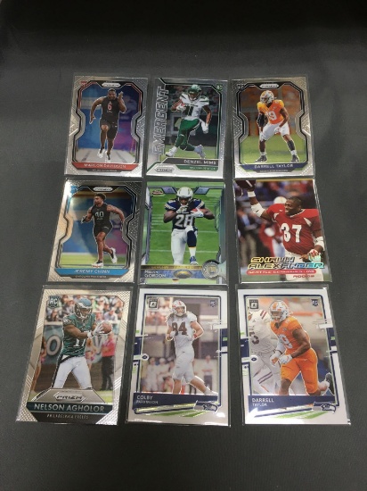 9 Card Lot of Football ROOKIE Cards - Mostly Modern Years - Prizms, Future Stars and More!