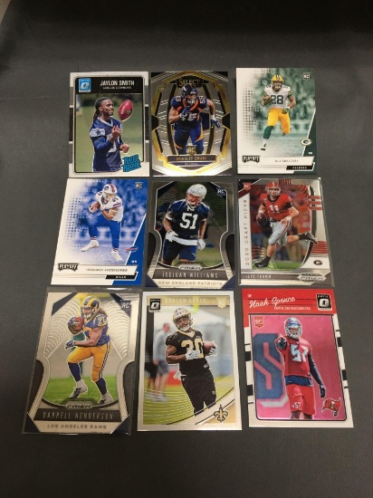 9 Card Lot of Football ROOKIE Cards - Mostly Modern Years - Prizms, Future Stars and More!